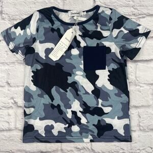 K0-1010 Irevial Kids' Blue Camouflage T-Shirt size 110 (4-5yrs)